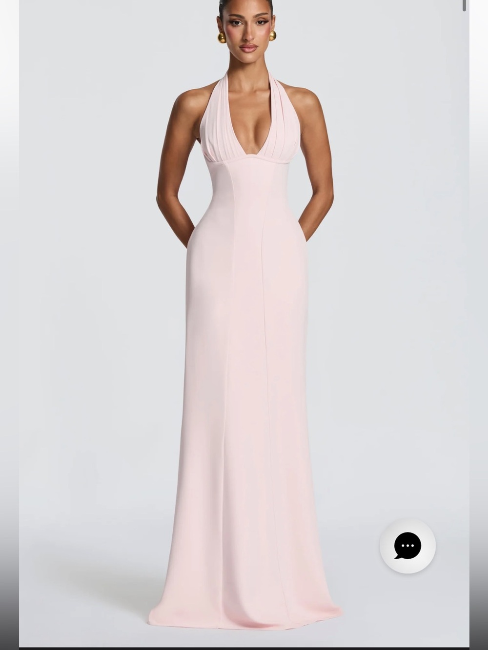 Babyboo Blush Pink Halter Maxi Gown Formal Evening Dress